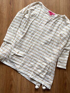 Lilly Pulitzer Elba Sweater Coconut Coastal Shell Stripe NWT Size XS